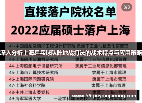 深入分析上海乒乓球队阵地战打法的战术特点与应用策略